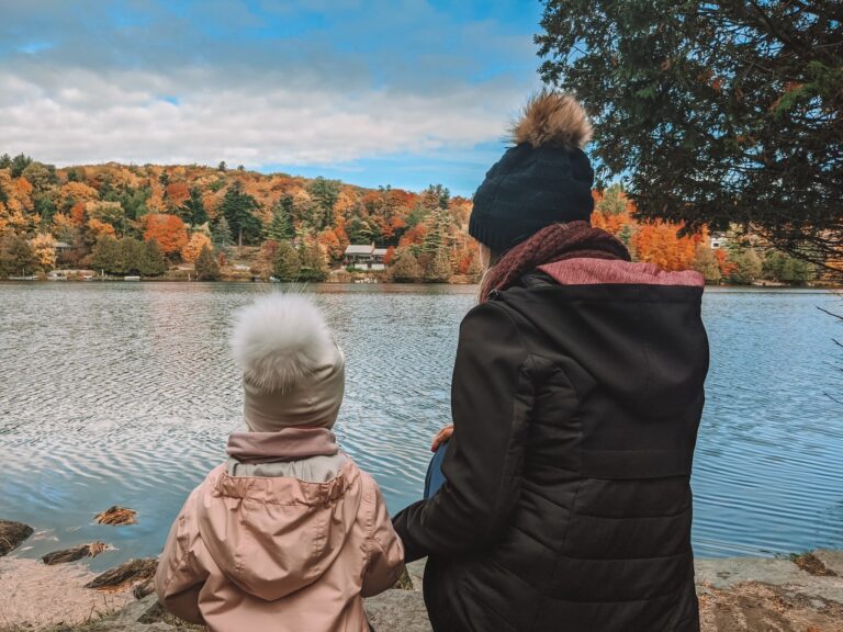 There are many amazing hiking trails in Gatineau park for families - Pictured: a mother and daughter at the Mackenzie King Estate