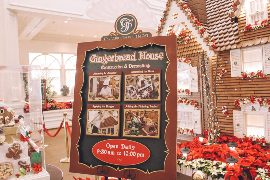 The gingerbread house is the main feature of the Christmas decor at Disney's Grand Floridian Resort
