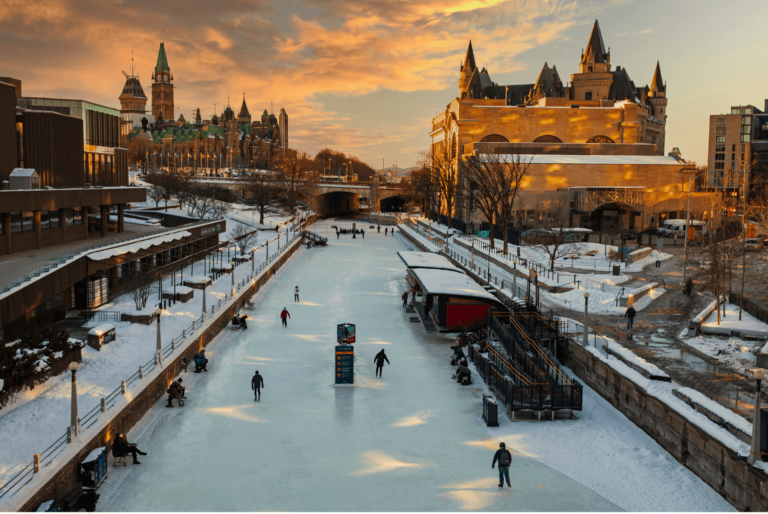 The Rideau Canal is one of the most beautiful natural skating rink in the world - it's one of the best things to do in Ottawa with kids in winter.
