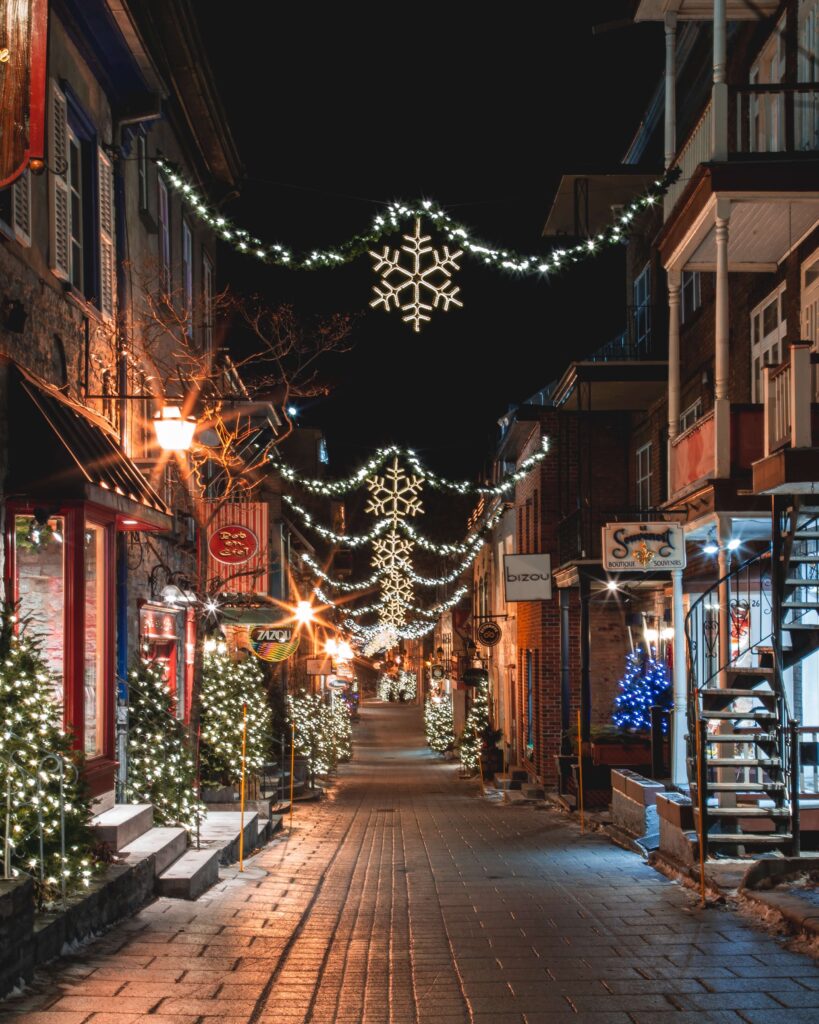 Strolling through le Petit Champlain is one of the best things to do in Quebec City in winter with kids