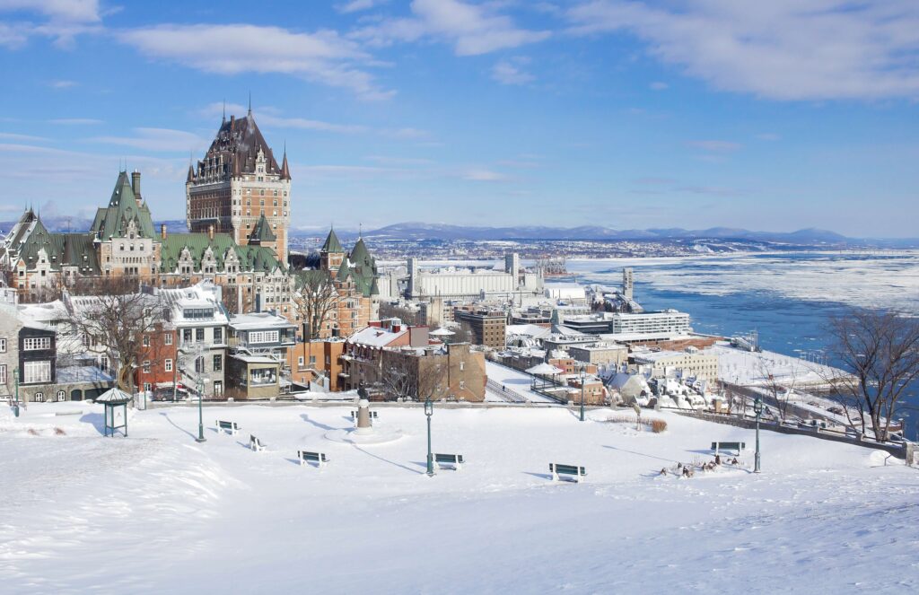Visiting the Dufferin Terrace is one of the best things to do in Quebec City in winter with kids.