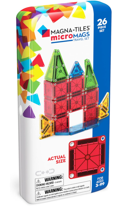Magnetic tiles travel set for kids.