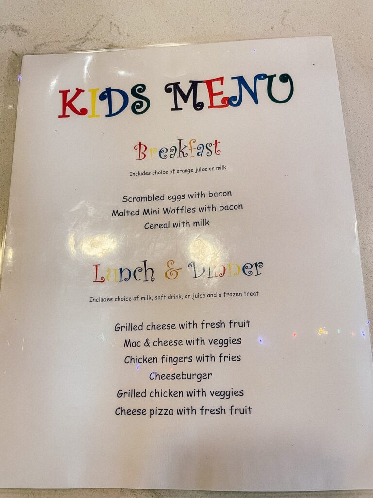 Kids Menu at Holiday Inn Orlando Disney Springs