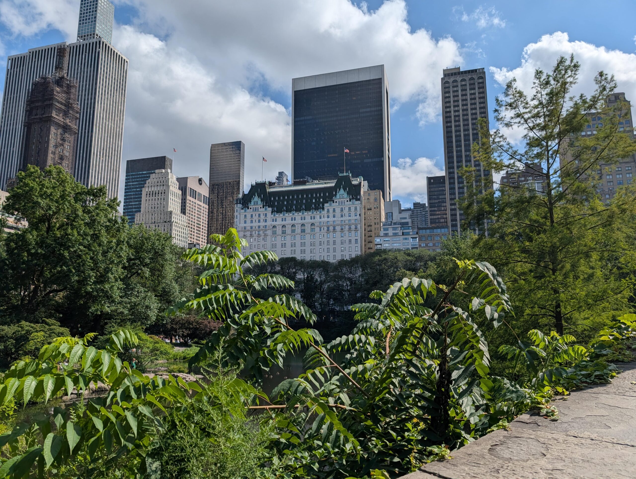 The Plaza Hotel in New York seen from Central Park.