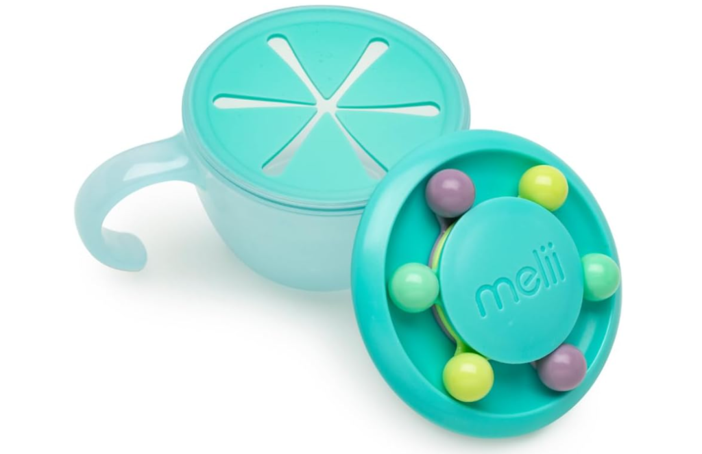 The Melii Abacus is a fun snack cup option when travelling with toddlers.