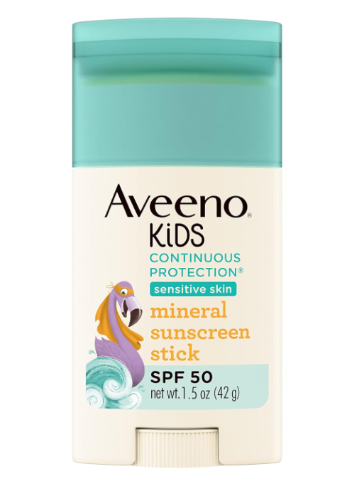 Aveeno offers one of the best hypoallergenic sunscreen sticks for kids