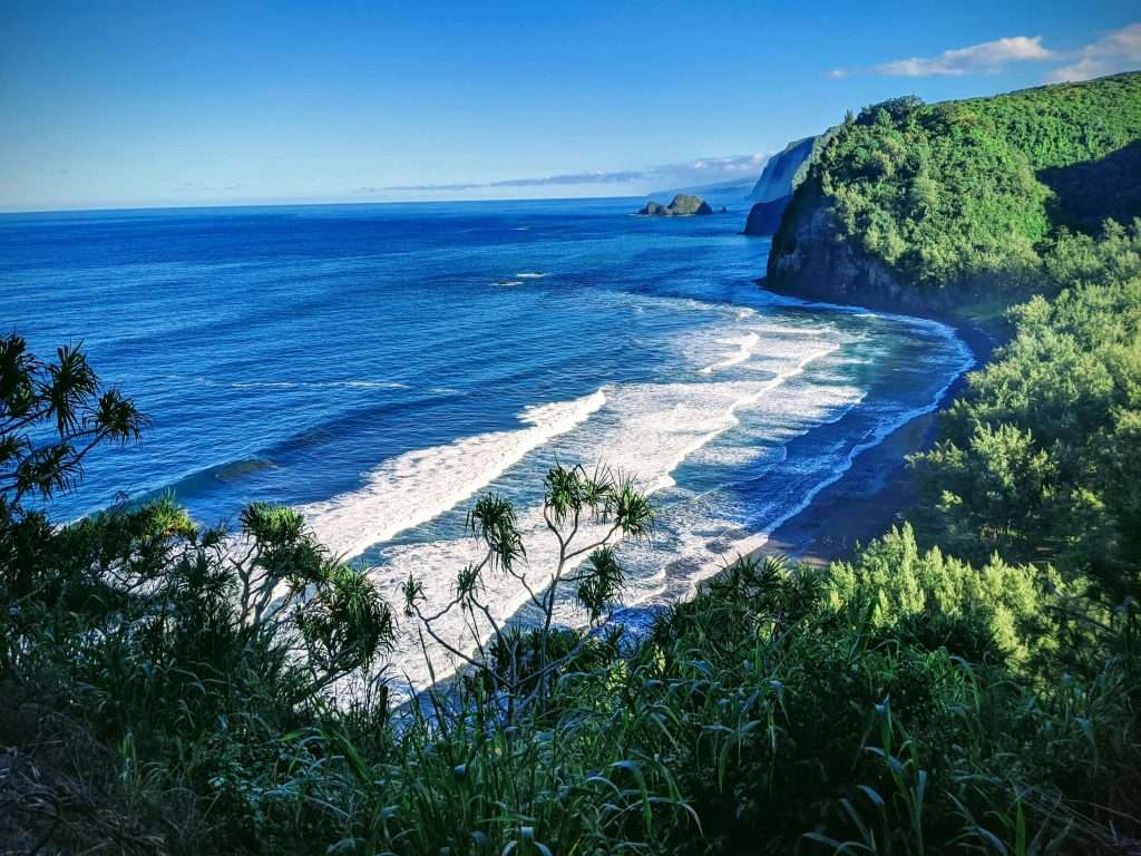 Faire une randonnée jusqu'au belvédère de Pololū Valley est l'une des meilleures choses à faire à Kona avec des enfants plus âgés.