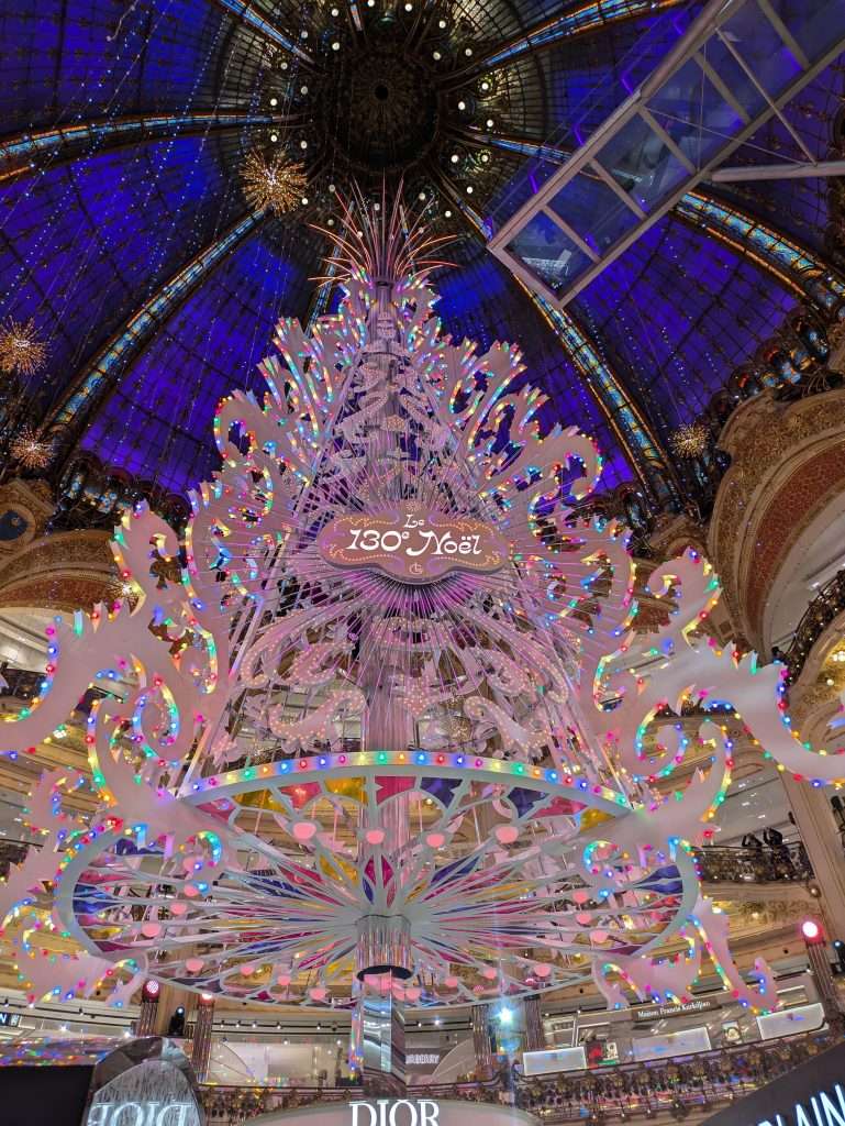 Christmas Tree at Galeries Lafayette in Paris in November and December