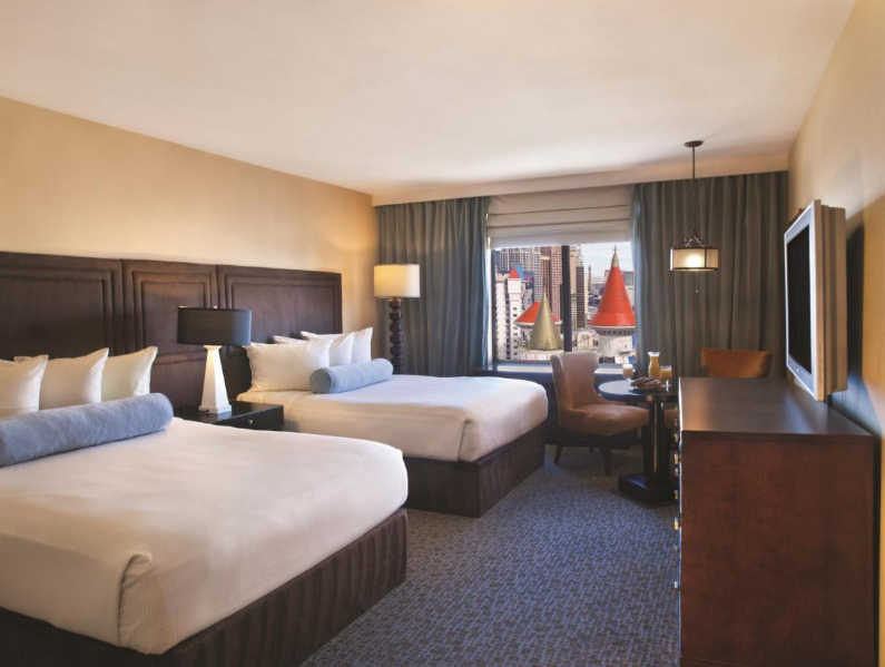 The Excalibur Hotel in Las Vega features large and comfortable rooms to accommodate families