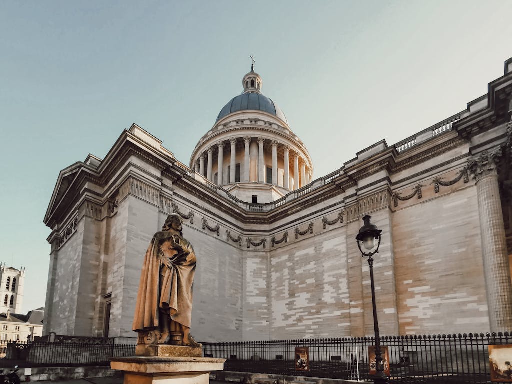 View of the Panthéon in Paris featuring classical architecture and a prominent dome.