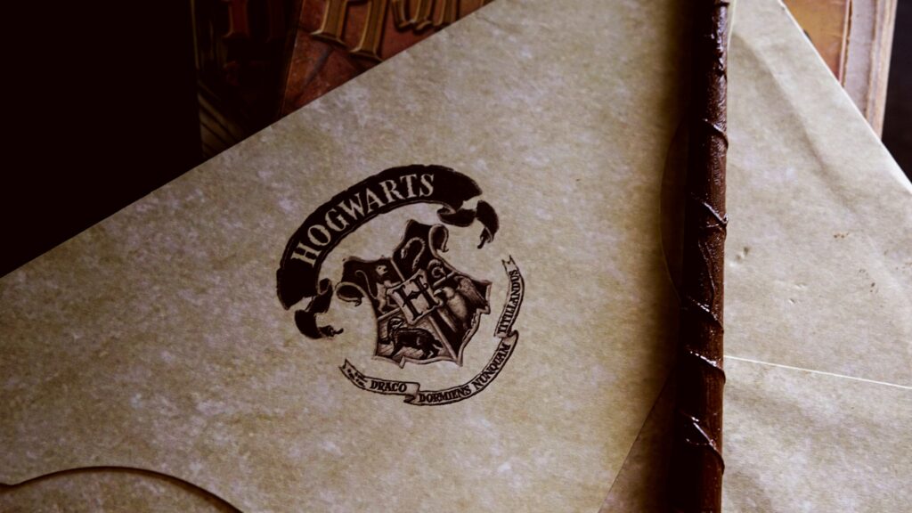 Harry Potter logo on a letter.