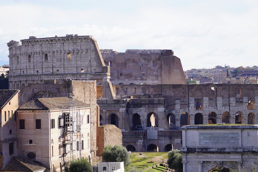 View of the iconic ancient Colosseum in Rome, showcasing its historic architecture. Although less crowded, the Colosseum is still likely to sell out in February in Rome.