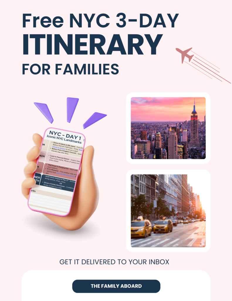 Cover of The Family Aboard's NYC 3-day Itinerary for families