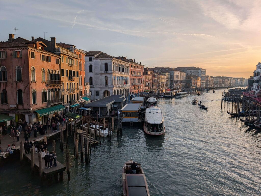 View of the Grand Canal in Venice, Italy. 